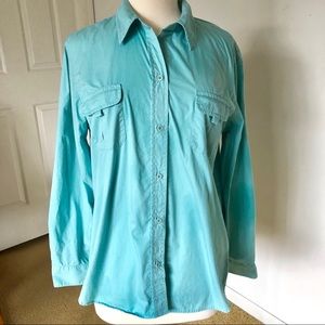 Liz Claiborne Liz Sport Cotton Aqua XL Shirt